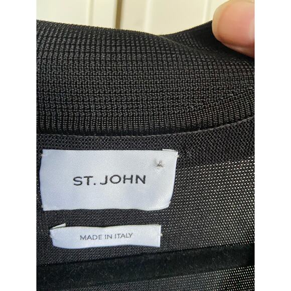 St. John Womens Dress Size XS Knit Shirt Collar Midi Black Pocket Slip Collared - Picture 9 of 10